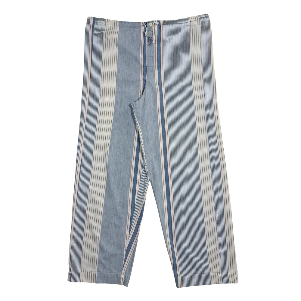 Vintage Guess Home Collection Blue White Striped Cotton Pajama Pants One Size